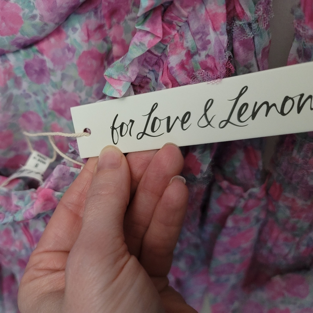 🍋 For Love & Lemons Oakley Mini Dress Size Small 🪻🌷🌼🌻🪷 NWT - Picture 15 of 16